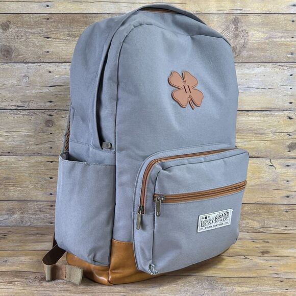 Lucky Brand Backpack Premium Laptop Canvas Unisex Backpack Color Grey - Picture 3 of 16